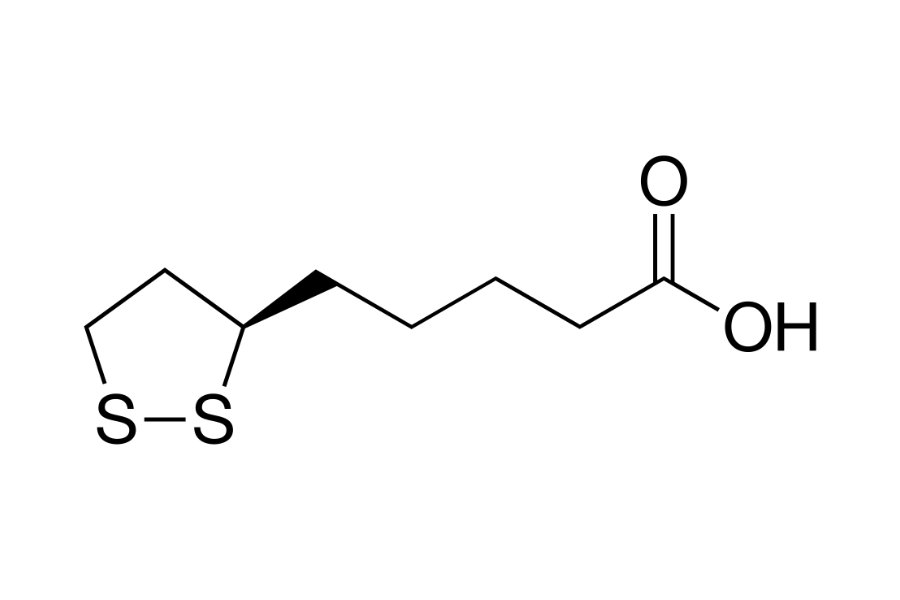 Fórmula estructural del ácido alfa-lipoico